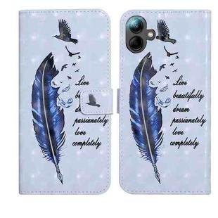 For Samsung Galaxy A07 5G Oil Embossed 3D Drawing Leather Phone Case(Blue Feather)