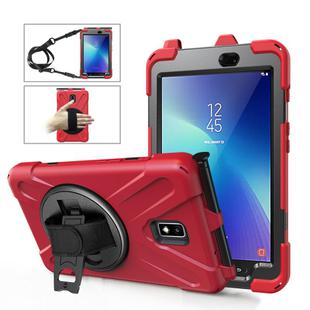 For Samsung Galaxy Tab Active 2 8.0 T390/T395/T397 Shockproof Colorful Silicone + PC Protective Case with Holder & Hand Grip Strap & Pen Slot(Red)