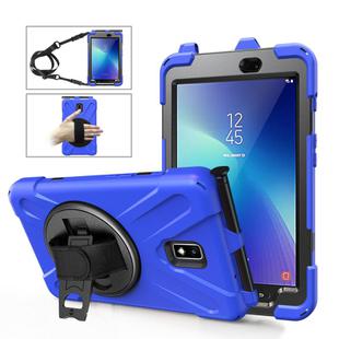 For Samsung Galaxy Tab Active 2 8.0 T390/T395/T397 Shockproof Colorful Silicone + PC Protective Case with Holder & Hand Grip Strap & Pen Slot(Blue)