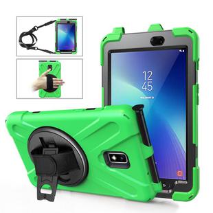 For Samsung Galaxy Tab Active 2 8.0 T390/T395/T397 Shockproof Colorful Silicone + PC Protective Case with Holder & Hand Grip Strap & Pen Slot(Green)