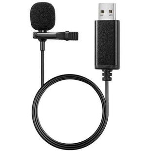USB Interface Lavalier Microphone for Laptop Live Conference Recording, Length:2m