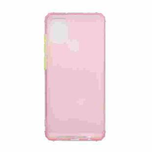 For Samsung Galaxy A21s Color Button Translucent Frosted TPU Four-corner Airbag Shockproof Case(Pink)