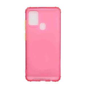 For Samsung Galaxy A21s Color Button Translucent Frosted TPU Four-corner Airbag Shockproof Case(Red)