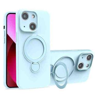 For iPhone 13 Liquid Silicone MagSafe Holder Phone Case(Sky Blue)