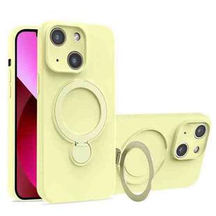 For iPhone 13 Liquid Silicone MagSafe Holder Phone Case(Yellow)
