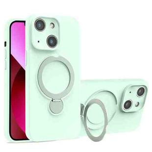 For iPhone 13 Liquid Silicone MagSafe Holder Phone Case(Mint Green)