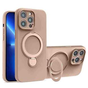 For iPhone 13 Pro Liquid Silicone MagSafe Holder Phone Case(Milk Coffee)
