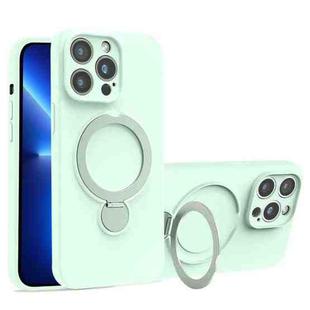 For iPhone 13 Pro Liquid Silicone MagSafe Holder Phone Case(Mint Green)