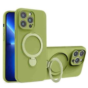 For iPhone 13 Pro Liquid Silicone MagSafe Holder Phone Case(Green)