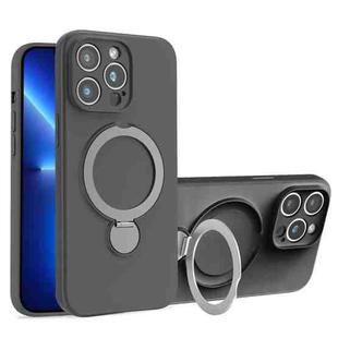 For iPhone 13 Pro Max Liquid Silicone MagSafe Holder Phone Case(Grey)