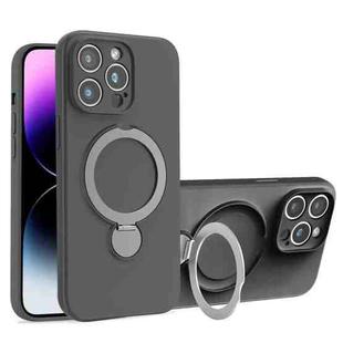 For iPhone 14 Pro Max Liquid Silicone MagSafe Holder Phone Case(Grey)