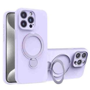 For iPhone 15 Pro Liquid Silicone MagSafe Holder Phone Case(Purple)