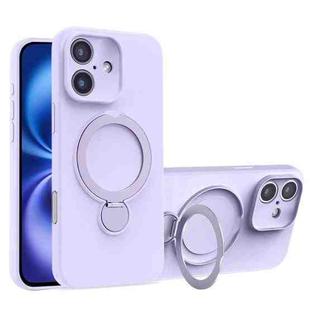 For iPhone 16 Liquid Silicone MagSafe Holder Phone Case(Purple)