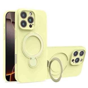For iPhone 16 Pro Max Liquid Silicone MagSafe Holder Phone Case(Yellow)