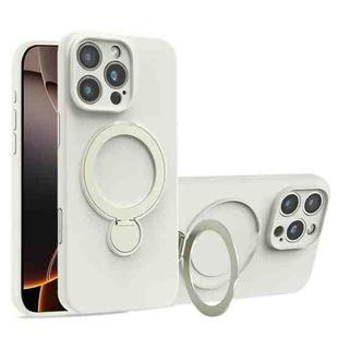 For iPhone 16 Pro Max Liquid Silicone MagSafe Holder Phone Case(White)