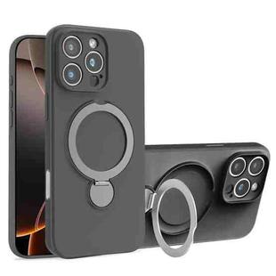 For iPhone 16 Pro Max Liquid Silicone MagSafe Holder Phone Case(Grey)