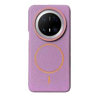 For Huawei Mate 70 Pro / 70 Pro+ Thin Circle MagSafe Litchi Grain TPU Phone Case(Purple Orange)