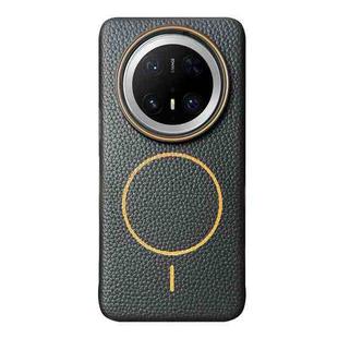 For Huawei Mate 70 Pro / 70 Pro+ Thin Circle MagSafe Litchi Grain TPU Phone Case(Black Orange)