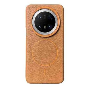 For Huawei Mate 70 Pro / 70 Pro+ Thin Circle MagSafe Litchi Grain TPU Phone Case(Gold Brown)