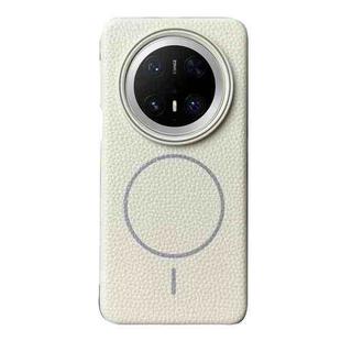 For Huawei Mate 70 Pro / 70 Pro+ Thin Circle MagSafe Litchi Grain TPU Phone Case(White Grey)