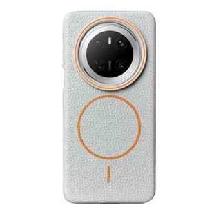 For Huawei Mate 70 Thin Circle MagSafe Litchi Grain TPU Phone Case(Grey Orange)