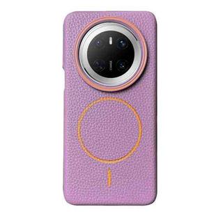 For Huawei Mate 70 Thin Circle MagSafe Litchi Grain TPU Phone Case(Purple Orange)