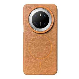For Huawei Mate 70 Thin Circle MagSafe Litchi Grain TPU Phone Case(Gold Brown)