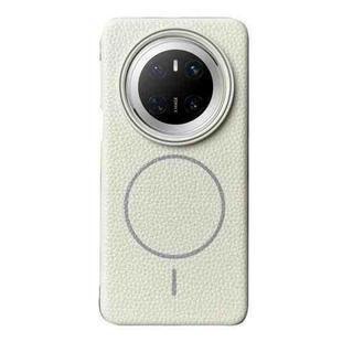 For Huawei Mate 70 Thin Circle MagSafe Litchi Grain TPU Phone Case(White Grey)