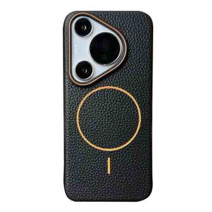 For Huawei Pura 70 Pro / 70 Pro+ Thin Circle MagSafe Litchi Grain TPU Phone Case(Black Orange)