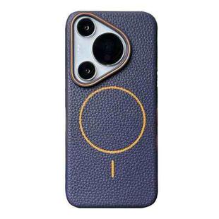 For Huawei Pura 70 Pro / 70 Pro+ Thin Circle MagSafe Litchi Grain TPU Phone Case(Dark Blue Orange)