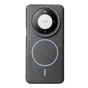 For Huawei Mate 60 Pro / 60 Pro+ Thin Circle MagSafe Litchi Grain TPU Phone Case(Black Purple)