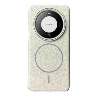 For Huawei Mate 60 Pro / 60 Pro+ Thin Circle MagSafe Litchi Grain TPU Phone Case(White Grey)