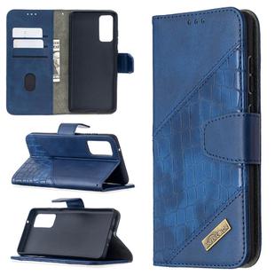 For Samsung Galaxy S20 FE 5G / S20 Lite Matching Color Crocodile Texture Horizontal Flip PU Leather Case with Wallet & Holder & Card Slots(Blue)