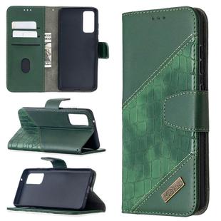 For Samsung Galaxy S20 FE 5G / S20 Lite Matching Color Crocodile Texture Horizontal Flip PU Leather Case with Wallet & Holder & Card Slots(Green)