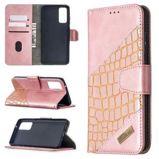 For Samsung Galaxy S20 FE 5G / S20 Lite Matching Color Crocodile Texture Horizontal Flip PU Leather Case with Wallet & Holder & Card Slots(Rose Gold)