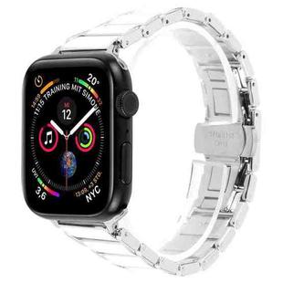 For Apple Watch 42mm / 41mm / 40mm / 38mm Three Beads Ceramics 18mm Steel Watch Band(Silver White)