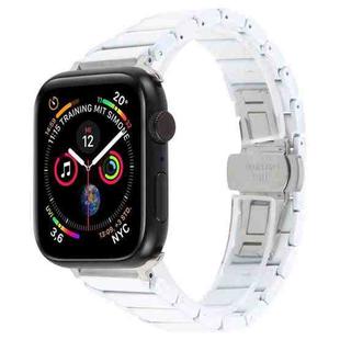 For Apple Watch 42mm / 41mm / 40mm / 38mm Three Beads Ceramics 18mm Steel Watch Band(White)