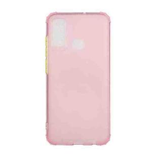 For Huawei P smart 2020 Color Button Translucent Frosted TPU Four-corner Airbag Shockproof Case(Pink)