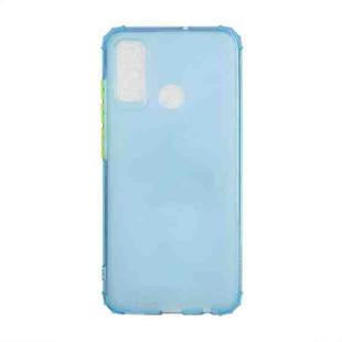 For Huawei P smart 2020 Color Button Translucent Frosted TPU Four-corner Airbag Shockproof Case(Blue)