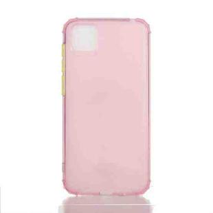 For Huawei Y5p Color Button Translucent Frosted TPU Four-corner Airbag Shockproof Case(Pink)