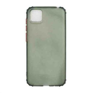 For Huawei Y5p Color Button Translucent Frosted TPU Four-corner Airbag Shockproof Case(Dark Green)