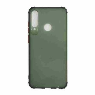For Huawei Y6p Color Button Translucent Frosted TPU Four-corner Airbag Shockproof Case(Dark Green)