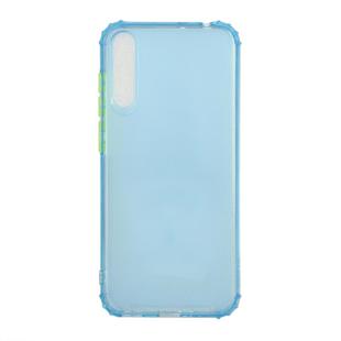 For Huawei Honor 20 Lite Color Button Translucent Frosted TPU Four-corner Airbag Shockproof Case(Blue)