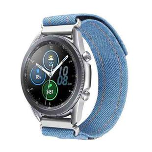 Kalebol 22mm Universal Nylon Loop Fastener Denim Watch Band(Light Blue)