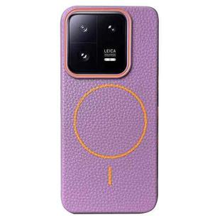 For Xiaomi 13 Thin Circle MagSafe Litchi Grain TPU Phone Case(Purple Orange)