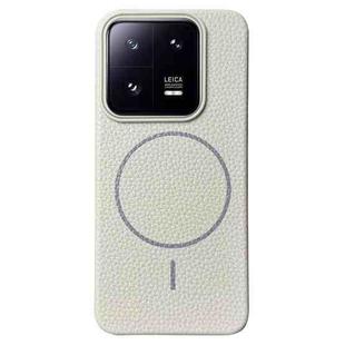 For Xiaomi 13 Thin Circle MagSafe Litchi Grain TPU Phone Case(White Grey)