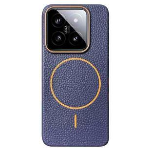 For Xiaomi 14 Thin Circle MagSafe Litchi Grain TPU Phone Case(Dark Blue Orange)