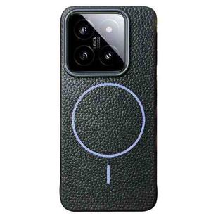 For Xiaomi 14 Thin Circle MagSafe Litchi Grain TPU Phone Case(Black Purple)