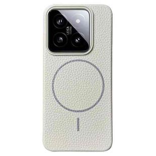 For Xiaomi 14 Thin Circle MagSafe Litchi Grain TPU Phone Case(White Grey)