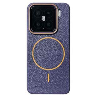 For Xiaomi 15 Thin Circle MagSafe Litchi Grain TPU Phone Case(Dark Blue Orange)